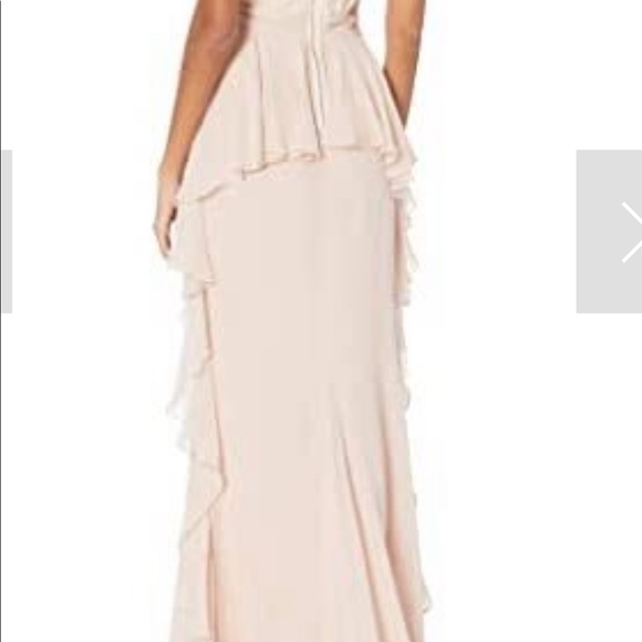 Badgley Mischka Blush Chiffon Strapless Gown - Picture 10 of 10